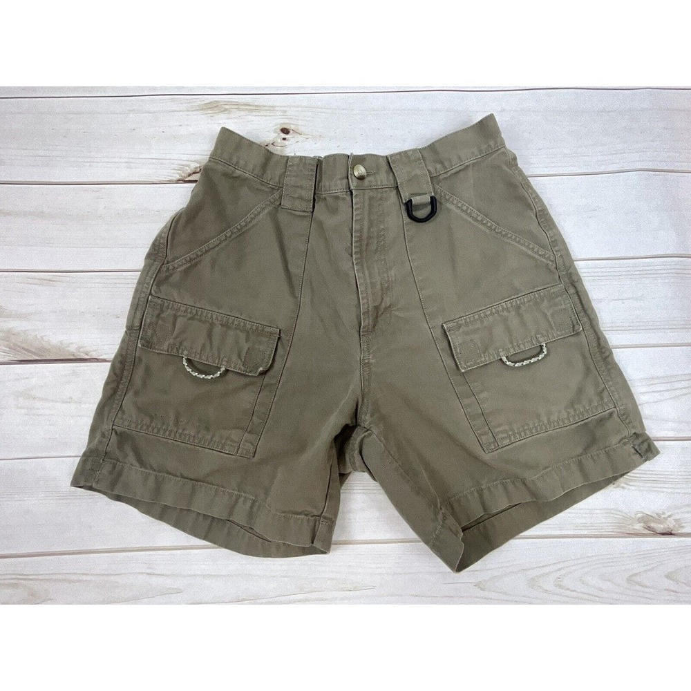 Columbia PFG Women's Med. Cargo Shorts Tan Pockets Hiking Outdoors Elastic Waist